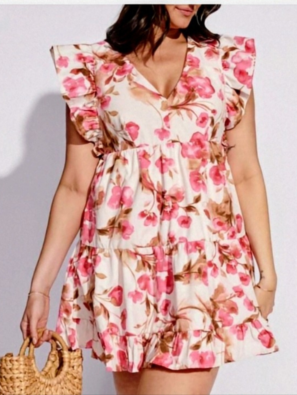 Abercrombie & Fitch Pink Floral Ruffle Mini Dress - Picture 4 of 9
